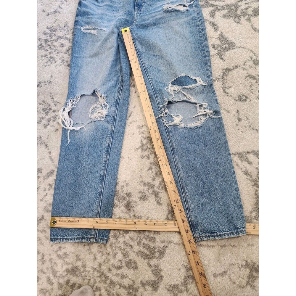 American Eagle Mom Jeans Distressed Patchwork Size 2 Long Y2K 90s Bohemian - Picture 2 of 7